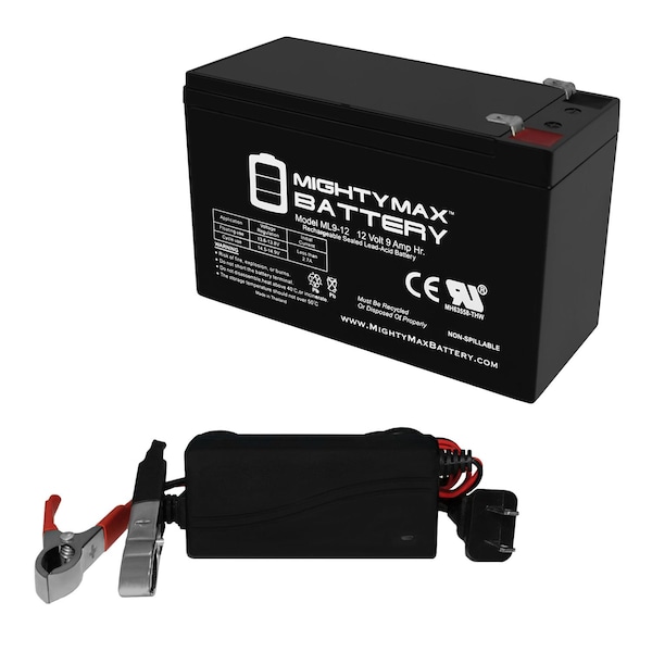 Mighty Max Battery 12V 9AH Battery Replacement for Ablerex MSII4500 With 12V 1Amp Charger MAX3834563 - main
